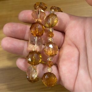 Brown Faceted Plus Size Beaded Bracelet with Amber Tones